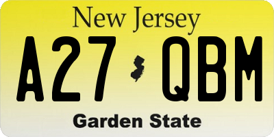 NJ license plate A27QBM