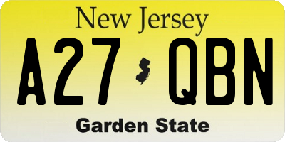 NJ license plate A27QBN