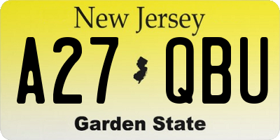 NJ license plate A27QBU