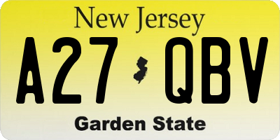 NJ license plate A27QBV