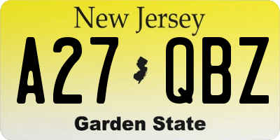 NJ license plate A27QBZ