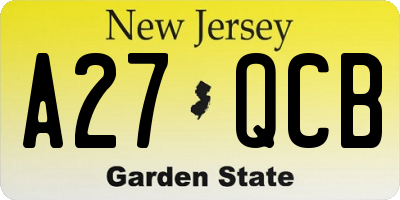 NJ license plate A27QCB