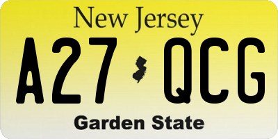 NJ license plate A27QCG