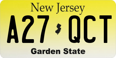 NJ license plate A27QCT