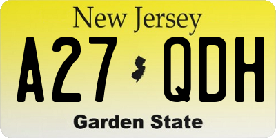 NJ license plate A27QDH