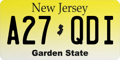NJ license plate A27QDI