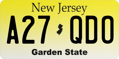 NJ license plate A27QDO