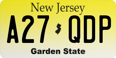NJ license plate A27QDP