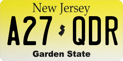 NJ license plate A27QDR