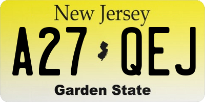 NJ license plate A27QEJ