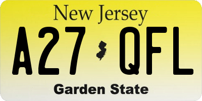 NJ license plate A27QFL