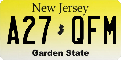 NJ license plate A27QFM