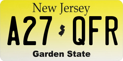 NJ license plate A27QFR