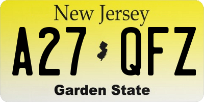 NJ license plate A27QFZ