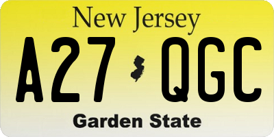 NJ license plate A27QGC