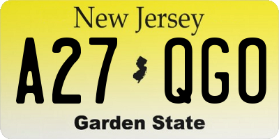 NJ license plate A27QGO