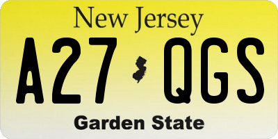 NJ license plate A27QGS