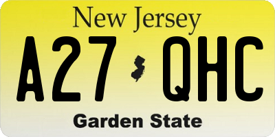 NJ license plate A27QHC