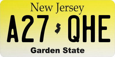 NJ license plate A27QHE