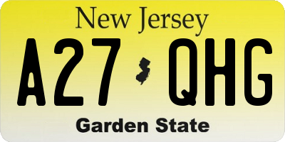 NJ license plate A27QHG