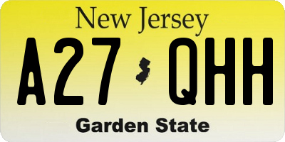 NJ license plate A27QHH