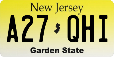NJ license plate A27QHI