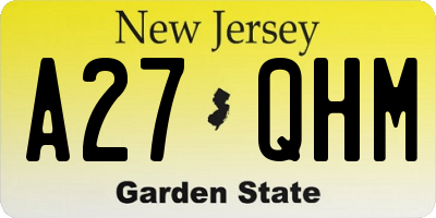 NJ license plate A27QHM