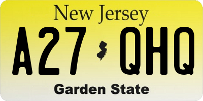 NJ license plate A27QHQ