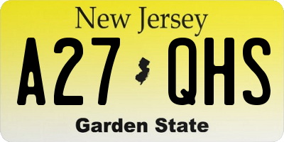 NJ license plate A27QHS