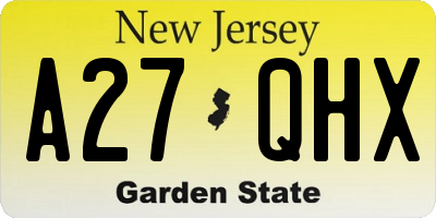 NJ license plate A27QHX
