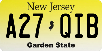 NJ license plate A27QIB