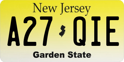 NJ license plate A27QIE