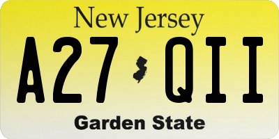NJ license plate A27QII