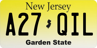NJ license plate A27QIL