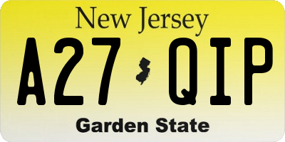 NJ license plate A27QIP