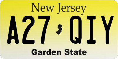 NJ license plate A27QIY