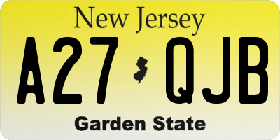 NJ license plate A27QJB