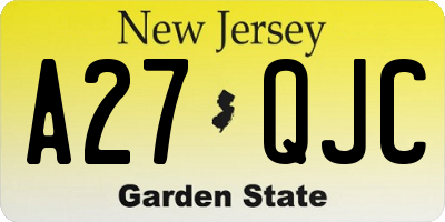 NJ license plate A27QJC