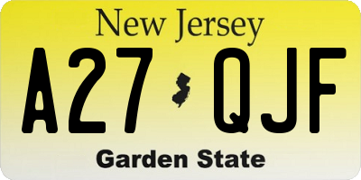 NJ license plate A27QJF