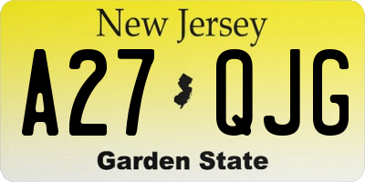 NJ license plate A27QJG