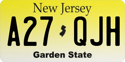 NJ license plate A27QJH