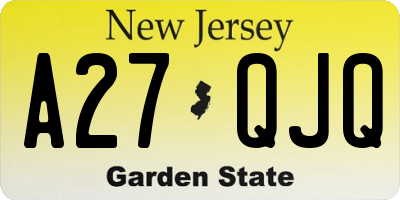 NJ license plate A27QJQ