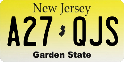 NJ license plate A27QJS