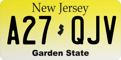 NJ license plate A27QJV