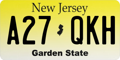 NJ license plate A27QKH