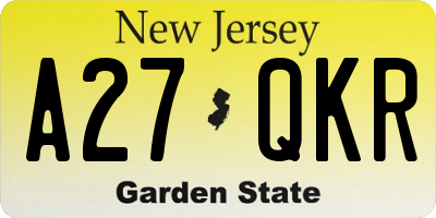 NJ license plate A27QKR
