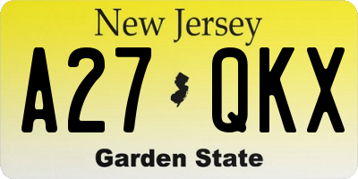 NJ license plate A27QKX