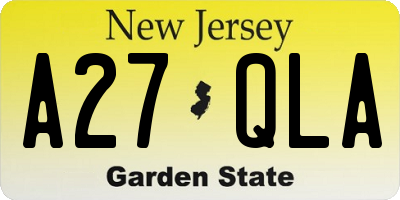NJ license plate A27QLA