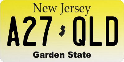 NJ license plate A27QLD