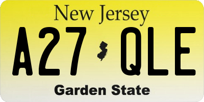 NJ license plate A27QLE